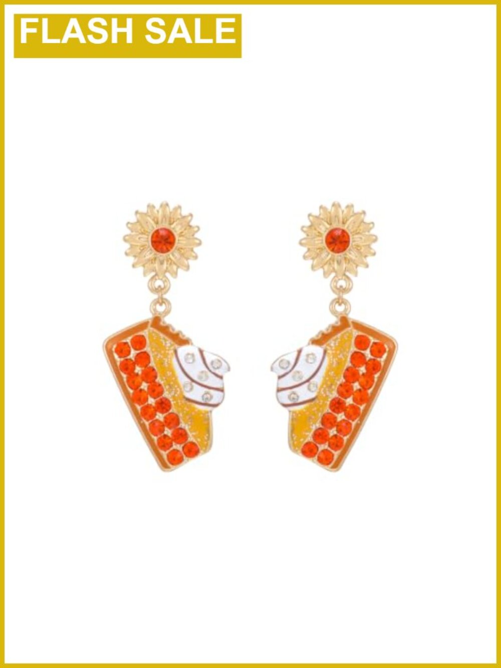 Thanksgiving Pumpkin Pie Drop Earrings Alloy Rhinestone Women Fall Jewelry